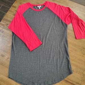 LuLaRoe Randy Baseball Shirt Gray & Orange Red Size L